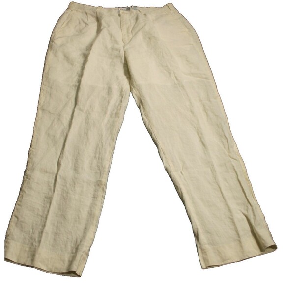 Renato Collezione Pleated Pants Men 40 100% Linen Beige Vintage - Picture 3 of 7